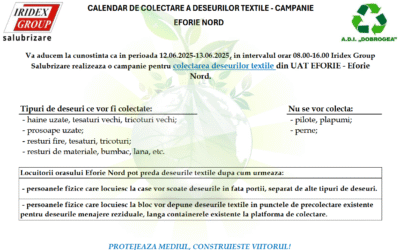 CALENDAR DE COLECTARE A DEȘEURILOR TEXTILE – CAMPANIE EFORIE NORD