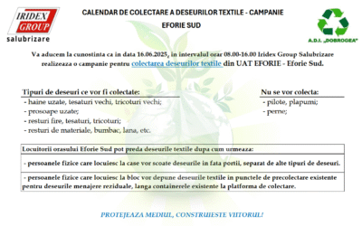 CALENDAR DE COLECTARE A DEȘEURILOR TEXTILE – CAMPANIE EFORIE SUD