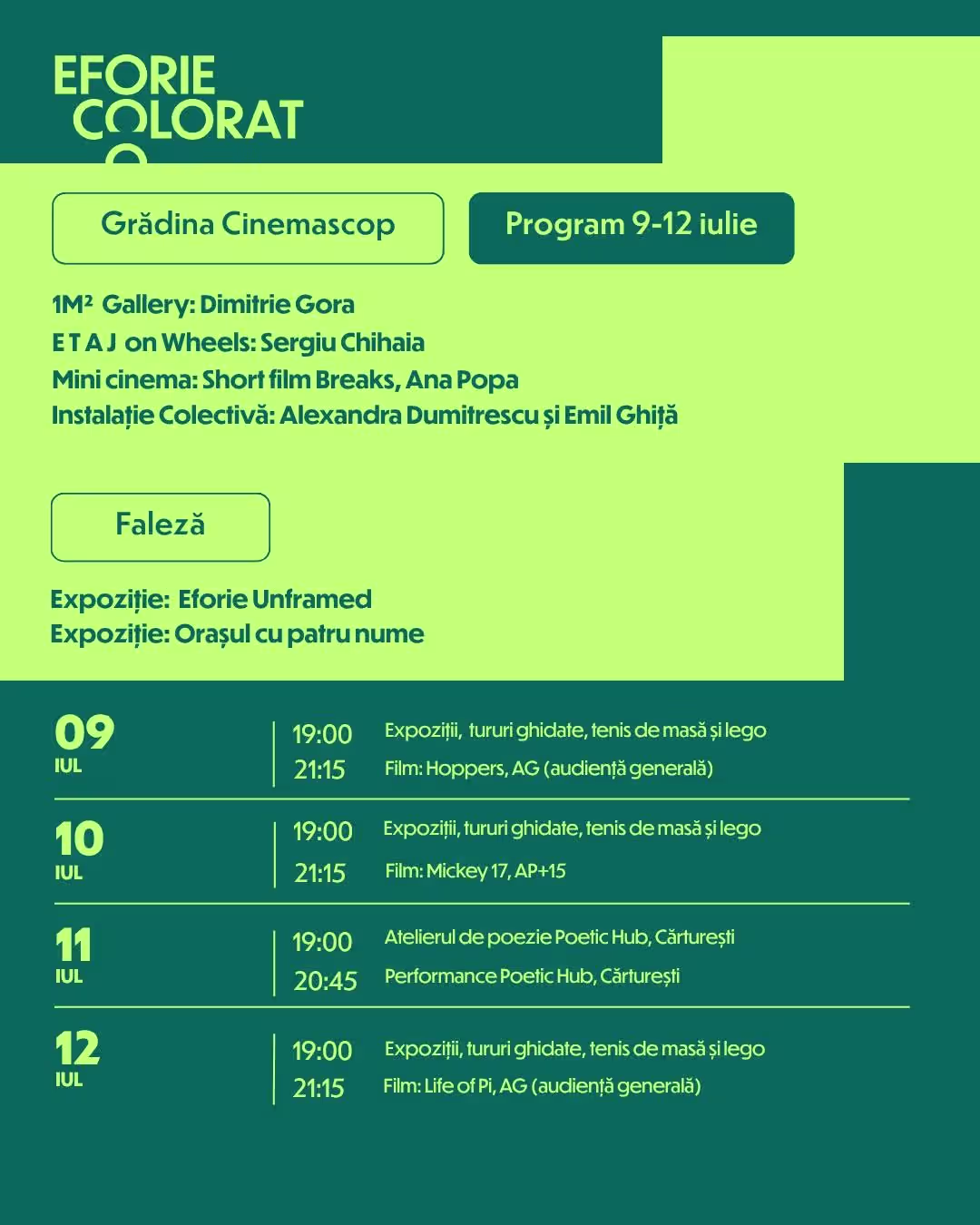 Eforie Colorat: Agenda culturala si filme in Gradina Cinemascop intre 9 si 12 iulie
