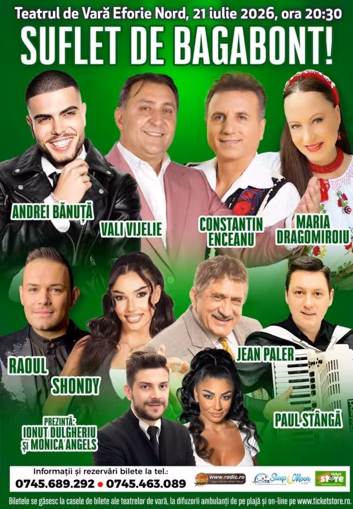 Spectacolul de muzica si comedie Suflet de bagabont la Eforie Nord pe 21 iulie 2026